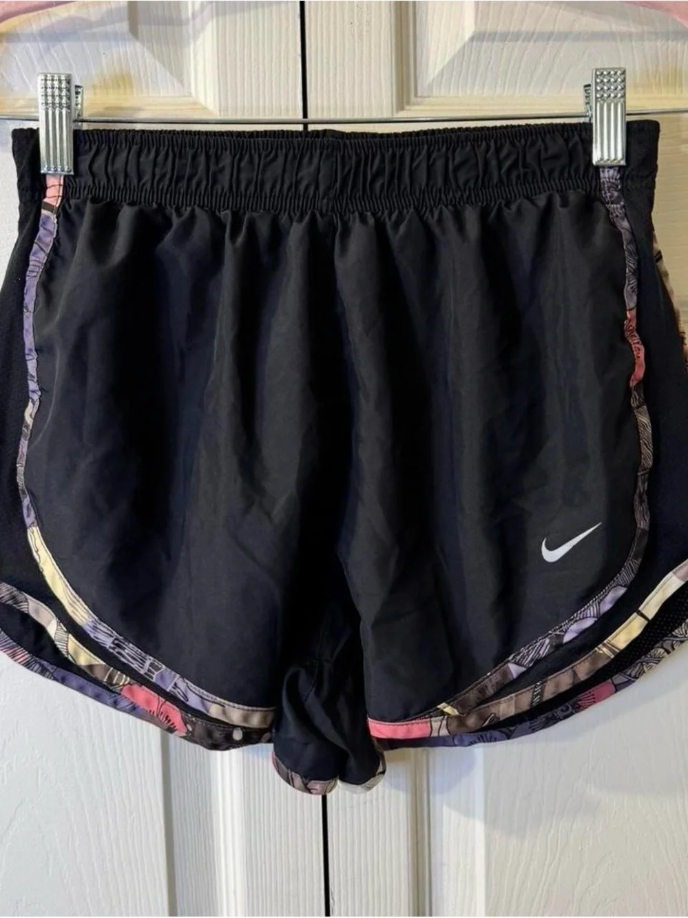 Nike Women's Black Running Shorts with Floral-Trim